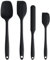 SUSNUAN Set 4 Silicone Spatula for Cooking, Non Stick Rubber Heat Resistant, Soft Food Safe Baking, Small Cake Kitchen Baking & Mixing (Black)