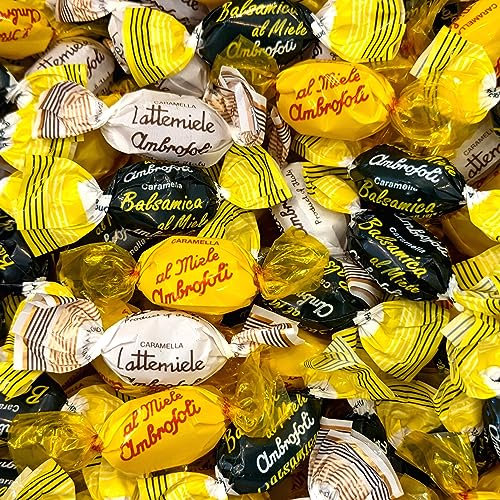 Assortimento Caramelle al Miele Ambrosoli incartate | Gusti: Classica al Miele, Lattemiele, Balsamiche al Miele | Caramelle senza glutine | g 500