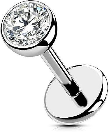 OUFER Body Piercing Titanium Lippenpiercings Push in Labret Piercing 5/6/8/10/12mm Lip Stud 20G Helix Piercings Lip Labret Stud Tragus Threadless Helix Earrings Stud Bar Jewellery