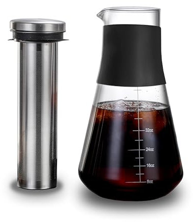 AGOGO Cold Brew Iced Coffee Makers with Metal Filters Silicone Non-slip Grip Carafe 1800ml (1600ml)