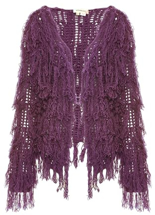 ebeeza Damen Gehäkelte Jacke