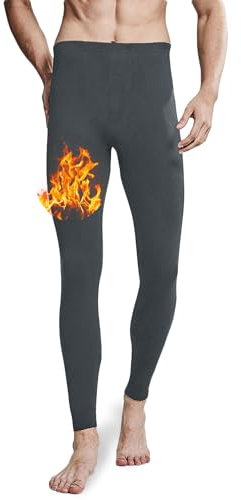 ACHTELEPHS Lange Thermo Unterhosen Herren Thermounterhose mit Fleece Warme Unterwäsche Lang Thermohose Winter Gefüttert Dunkelgrau L-XL