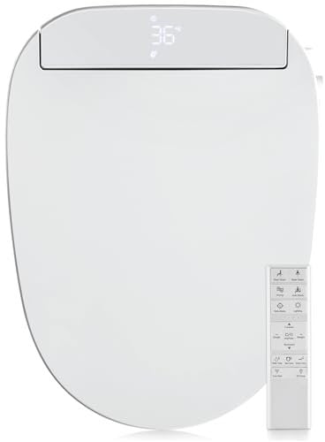 ZMJH ZMA210S Electronic Smart Bidet Toilet Seat,Self Cleaning Hydroflush,Hybrid Heating,Heated Dryer,Nightlight,Vortex Wash, Remote Control,White (Elongated ZMA210S)