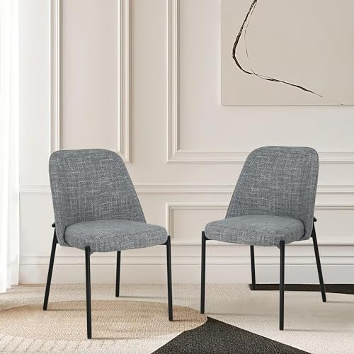 Zedelmaier Esszimmerstühle Stühle 2er Set Stuhl esszimmer esstisch stühle Polsterstuhl mit Rückenlehne Leinenbezug küchenstuhl essstühle für Esszimmer Wohnzimmer Küche (Grobes Leinen, Grau)