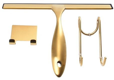 Ruarby Edelstahl Duschabzieher 35,6 cm Modern Squeegee Fenster Reinigung Werkzeug Schaber Abzieher Golden Schaben Duschwand Reinigung mit Griff