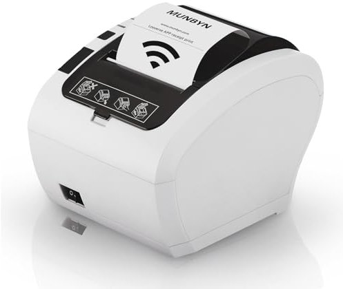 MUNBYN Thermodrucker Bondrukcer P047 mit Einzel-USB-Anschluss, 80mm POS-Drucker, WiFi Thermodirektdrucker kompatibel mit Android Windows PC Chromebook (USB/WiFi-Anschluss) Weiß