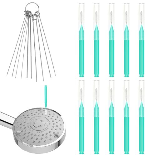 10 Piezas Limpiadores de Alcachofas de Ducha, Cepillo Limpieza Cabezal Ducha con 10 Piezas Selecciones de Agujas Multifuncional Cepillo Pequeño para Espacios de Boquillas Hogar Baño