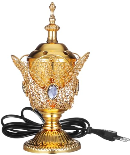 PRETYZOOM Electric Metal Incense Burner for Church House, Arabic Iron Incense Burner, Interior Decoration, Perfect for Bakhoor, Yoga, Spa, Office, 20.5 x 10 x 10 cm
