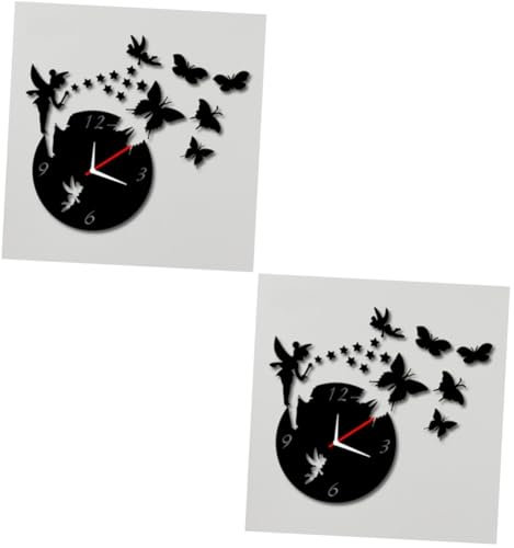 Housoutil 2St Wandaufkleber Wohnkultur stilles Wohnzimmer Wandtattoo schälen Spiegelaufkleber Spiegel Wanduhr Spiegeluhr aus Acryl selber machen entfernbar schmücken stille Glocke 3d