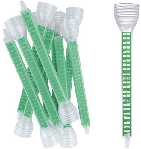 houya Epoxy Mixing Nozzle Adhesive Static Mixing Nozzle Tip Resin Mixer Adhesive Cartridges Tip Mixer Nozzles (1:1/1:2 Ratio) 10 PCS