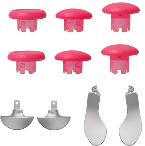 Swap Thumbsticks, Paddel und Trigger-Tasten, Ersatz-Set für PS5 Edge Controller – Thumb Sticks Back Paddles Zubehör für PS5 Edge Controller (10 Kits-Pink + Silber)