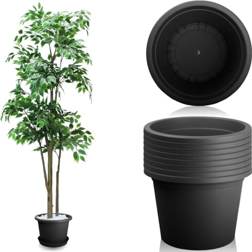 Stimo 9X Blumentopf Pflanztopf rund Ø 34cm Kunststoff Pflanzkübel (Anthrazit)