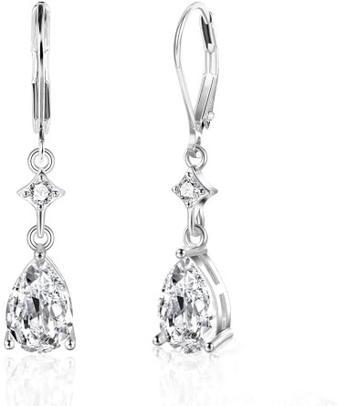 ALEXCRAFT Zirkonia Tropfen Ohrringe Silber 925 Hängend Damen Drop Dangle Leaveback Earrings Geschenk für Frauen Freundin Mama Mädchen