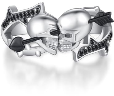 Totenkopf Ring 925 Sterling Silber verstellbar Paar Totenkopf Skeleton Ring Halloween Gothic Schmuck Geschenke für Herren Damen
