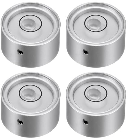 QUARKZMAN 4 Stück Runde Libelle 20x10mm Mini Kreisförmige Wasserwaage für Kamera Stativ Teleskop Werkstatt Plattenspieler Bilderrahmen, Silber Weiß