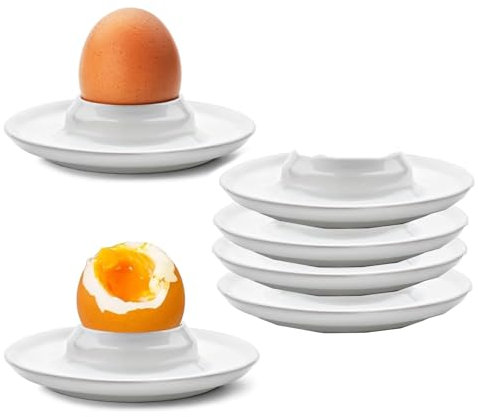 Coquetiers,6 PCS Support Oeuf a la Coque Porte-Oeufs Doux et Durs Coquetiers Support d'oeufs en Plastique Blanc Plateau d'oeufs pour Oeufs durs et durs allant au Micro-Ondes et au Lave-Vaisselle