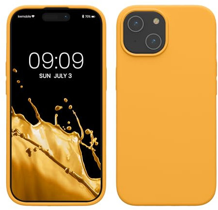 kwmobile Handyhülle für iPhone 15 Hülle, für iPhone 15 Case - Hülle Silikon - kabelloses Laden - Mango