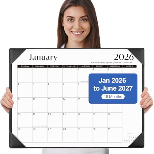 Gannyfer Großer Tischkalender 2024-2025 mit Schreibtischmatte, vereinfachter 55,9 x 43,2 cm Desktop-Pad-Kalender, 18-Monat-Tischkalender von Juli 2024 bis Dezember 2025, Bürobedarf, perfekt für
