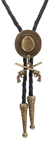 Zghhc Western Bolo Tie Cowboy Double Anhänger Hut Reiten Mode Accessoires Metall Leder Krawatte Bola Tie