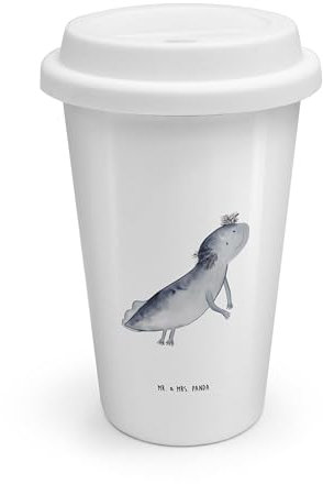 Mr. & Mrs. Panda To Go Becher Axolotl Schwimmen - Geschenk, Coffee to go Becher Thermo, Coffee to go Becher, Isolierbecher, glücklich, Lurch, Molch,