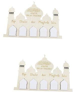 SEWACC 2stücke Eid Mubarak Holz Countdown Kalender Ramadan Dekoration Für Zuhause Wiederverwendbare Wandhängende Für Junge Mädchen Freunde Und Nachbarn Festliche Für Eid Feiertage