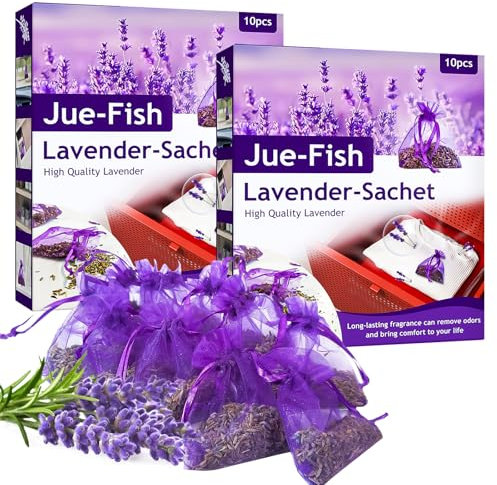 AKONE Lavendel Duftsäckchen, Duftsäckchen Kleiderschrank, 20 x Echter Getrocknetem Lavendelsäckchen Gegen Motten, Lavendel Säckchen für Schrankduft, Auto und Raum