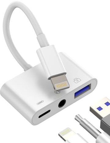 Adattatore per Lightning(3in1)USB OTG 3.0 per Apple iPhone14 ricarica cavo 3.5mm cuffie aux auricolari audio USB-A jack lettore schede macchina fotografica trasferire dati per iPad caricatore WASRUYI