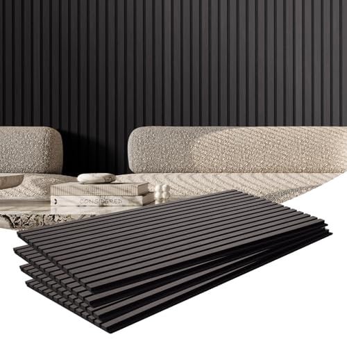 VEVOR Wood Slat Acoustic Panels, 23.6 x 47.2 inch, MDF Accent Wooden Wall Panels for Modern Interior Wall Decor, Faux Wood Wall Board Panels for Noise Reduction, Black Oak
