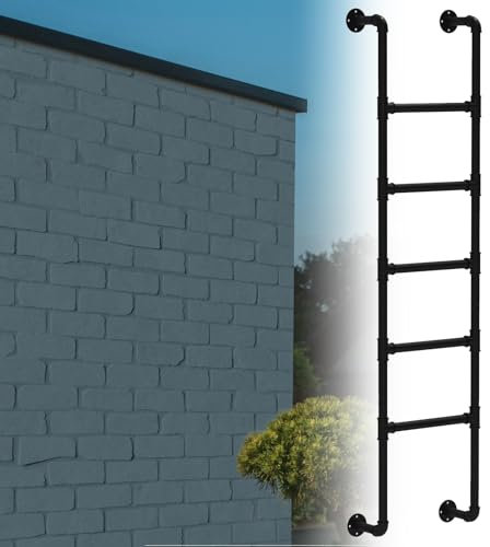 Scala antincendio in ferro dritto da parete, per interni ed esterni, cantina, salita, mansarda e finestra (130 cm)