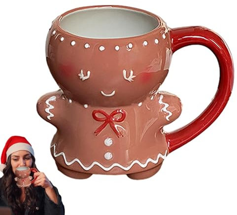 Tasse De Noel pai-n D'épice, Tasse Forme Bonhomme pai-n D'épices, Tasse Noel Bonhomme pai-n D'épices, Tasse À Café De Noël En Céramique, Cadeau Drôle De Tasse De Café Au Lait Pour Les Femmes Hommes