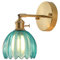 Hnexsei Vintage Wandleuchte mit Goldfinish, verstellbarem Arm und geriffeltem Glasschirm – Wandlampe für Schlafzimmer, Wohnzimmer und Flur – Elegante Wandbeleuchtung (Blau)
