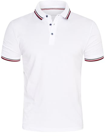 behype. Herren Kurzarm Poloshirt Freizeit Polo T-Shirt Männer Polo-Hemd Regular-Fit in Piqué-Qualität RR_MP-344-Weiß-XL