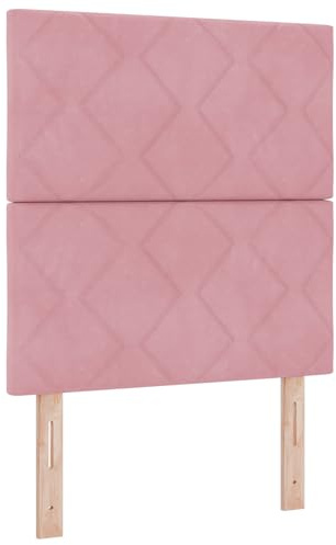vidaXL Rosa Samt Kopfteil mit Diamantblöcken - 80 cm | Höhenverstellbar, Wandmontage, modernes Design - Ideal für die Schlafzimmerdeko und einen Hauch von Luxus.