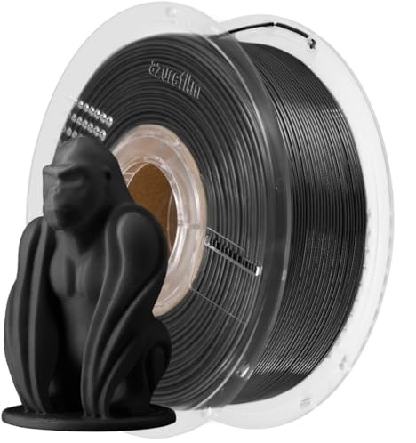AzureFilm PETG Hyper Speed Filament für 3D-Drucker 1,75 mm – auf Spule – für Hochgeschwindigkeitsdruck – widerstandsfähig, langlebig, feuchtigkeitsabweisend – überlegene Haftung (Schwarz, 1 kg)