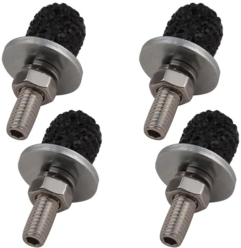Temzzer Car Tag Frame Kits License Plate Frame Holder Screws Anti-Theft Car Plate Fasteners for Most Vehicle Motorcycle 4 PCS (Black)
