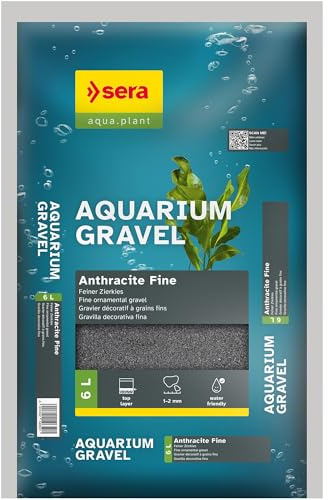 SERA Aquarium Gravel Anthracite Fine 6 L | Sustrat pour Aquariums d’Eau Douce| pour Poissons, Silures et Crevettes | Aspect Naturel
