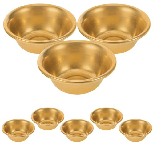 DOITOOL Lot de 8 bols en cuivre pour rituels bouddhistes - Mini bols d'offrande d'eau en laiton de 5 cm - Mini tasse d'eau bénite roulée pour, prière, décoration