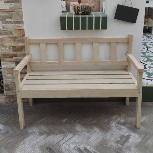 SXKLYRF Gartenbank Holz Massiv für Drinnen und Draußen, Latten-Gartenbänke für Terrasse, Garten, Veranda oder Park, Wetterfest(Beige,100x50x80cm/39x20x31in)