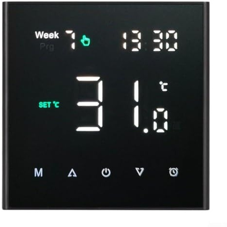 NexRen Termostato programmabile WiFi per sistemi di riscaldamento a pavimento, controllo vocale, design quadrato da 8,6 cm (riscaldamento elettrico 16A)