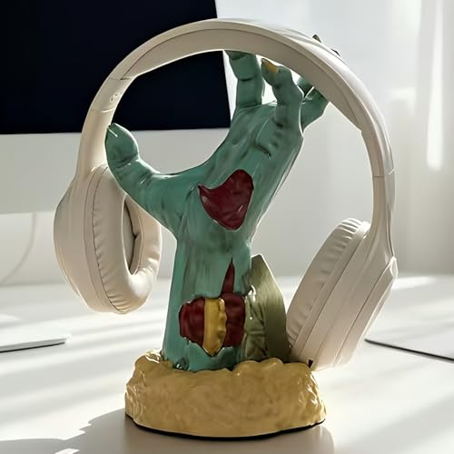 Shamoparty Retro Verde Horror Mano Controlador y Soporte para Auriculares, Retro Horror Mano Percha Juegos Auriculares Soporte para Computadora Escritorio Decoración Controlador, Regalos de Cumpleaños