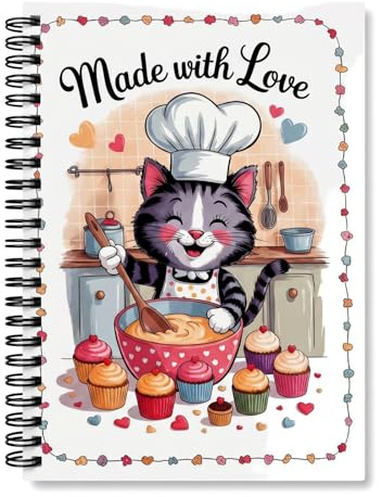 Rundago Carnet de Recette, A5 Cahier de Recettes à Remplir, Livre de Recettes à Spirale Vierge, 100 Pages/50 Feuilles Cahier Recette Cuisine, Idéal Cadeau pour Passionnée de Cuisine