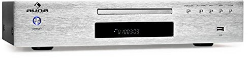 AUNA AV2-CD509 - Lecteur CD HiFi, Lecteur CD, Compatible MP3, Entrée USB-MP3, Sorties numérique et analogique, Utilisation Confortable - Argent