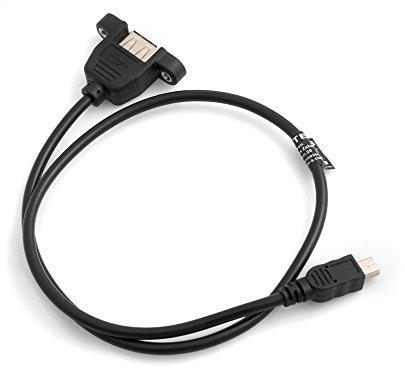 System-S USB 2.0 Typ A Panel Mount Kabel Adapterkabel Mini USB Stecker zu USB Typ A Buchse mit Screw Nuts 50cm