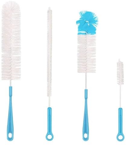 Qisan 4Pcs Juego de Cepillos de Limpieza de Botellas Cepillos Multiusos Cepillos de Botellas Largos Limpiadores de Botellas de Agua-Azul