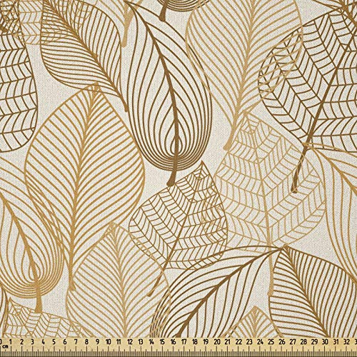 ABAKUHAUS Erdfarben Microfaser Stoff als Meterware, Herbst Blatt Laub, Deko Basteln Polsterstoff Textilien, 2M (230x200cm), Hellbraun Beige Braun