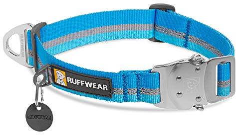RUFFWEAR Top Rope Hundehalsband, Reflektierendes Halsband mit Metallschnalle für den Täglichen Gebrauch, Dämmerungsblau, 28–36 cm
