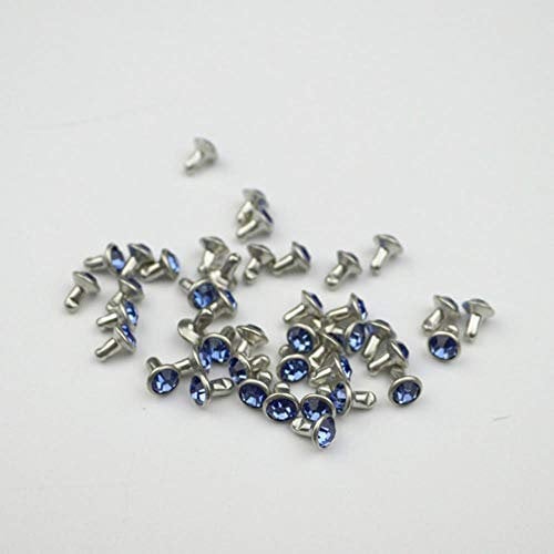 30-200Sets 6mm Farbe Kristall Strass Nieten Diamante Bolzen DIY Crafts Kleidung Leder Dekor Rebite Rohrbohrnagel, blaue Nieten, 30St