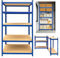 Lagerregal Metall Schwerlastregal mit 5 böden - MDF-Platten Regal Steckregal Garagenregal Kellerregal Werkstattregal (Blau/ 180x90x40cm/875KG)