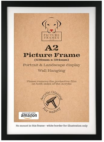 A2 Black Picture Frame – Premium Poster & Photo Frame for Wall Display – Fits A2 Size Prints (42 x 59.4cm) – Modern Black Frame with Clear Perspex Front – Ready to Hang Portrait or Landscape