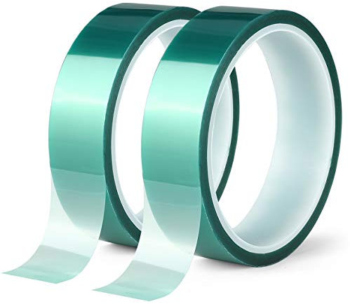 Gdrtwwh 2 Rollen Polyester-Hochtemperatur-Abdeckband, PET-Klebeband mit Silikonkleber, ideal für Malerei, Pulverbeschichtung, Eloxierung, Leiterplatten, 3D-Drucker (25mm x 25 m)